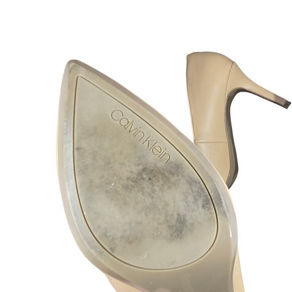 CALVIN KLEIN NUDE LEATHER PUMPS - Designer High Heels - Picture 6 of 9